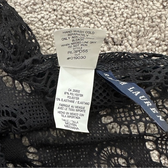 NWT! Ralph Lauren Sheer Swimsuit Cover up Black Lace M Bathing Coverup - Picture 8 of 9